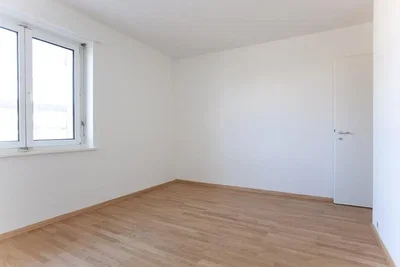 Ložnice; dřevěná podlaha, přirozené světlo