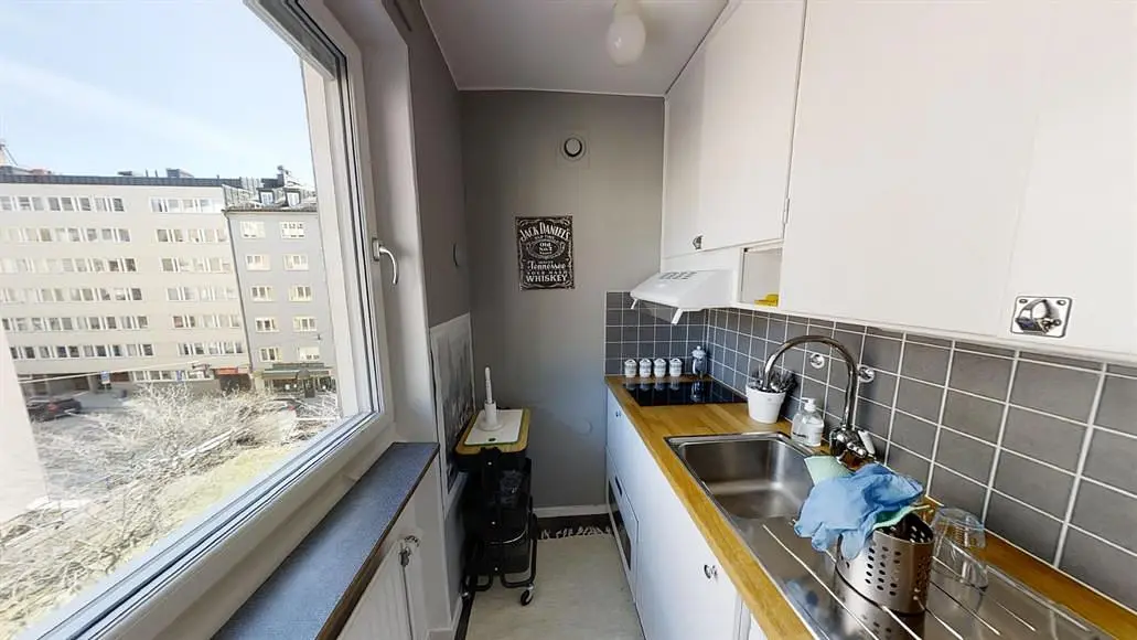 Kuhinja; pogled, kuhinjski aparati, prirodno svjetlo