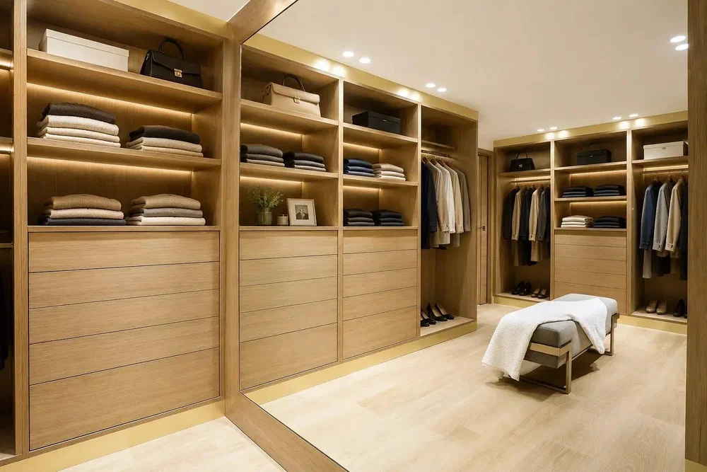 Vestiaire; parquet, rénové, lumière naturelle