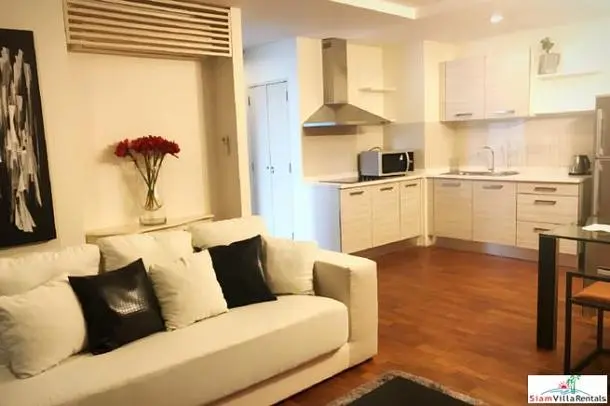 Living room; kitchen appliances, natural light, modern style
