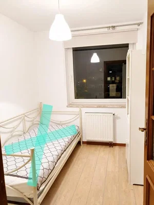 Ložnice; dřevěná podlaha, přirozené světlo