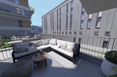 Balkon; výhled, přirozené světlo