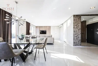 Living room; modern style, tile floor, natural light, renovated