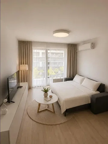 Schlafzimmer; tageslicht, holzboden, moderner stil