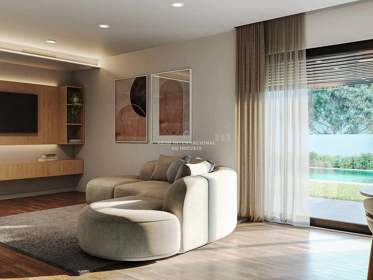 Salon; lumière naturelle, style moderne, parquet