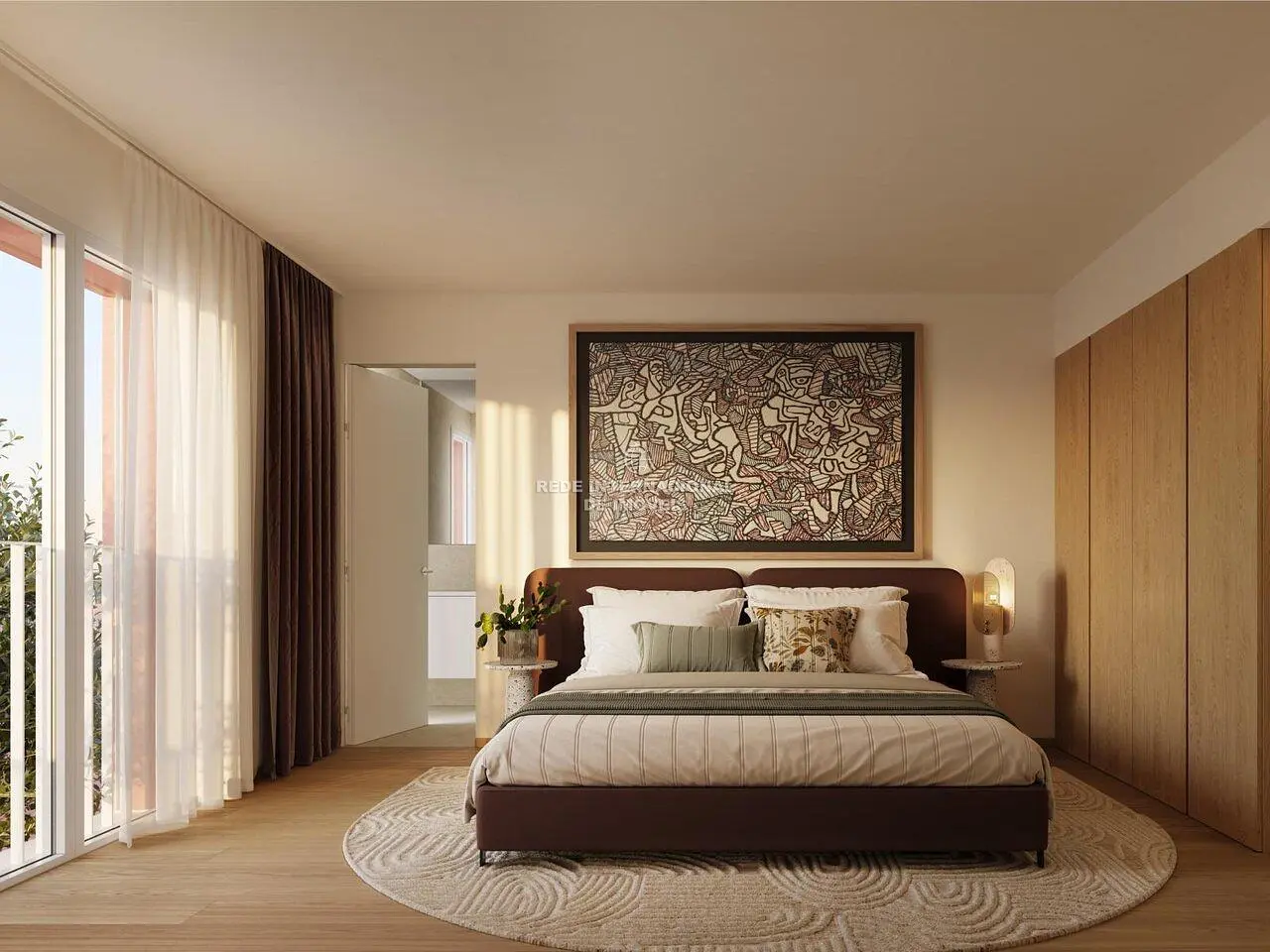 Schlafzimmer; tageslicht, holzboden, moderner stil
