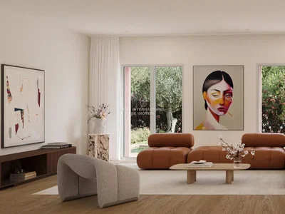 Woonkamer; houten vloer, natuurlijk licht, moderne stijl