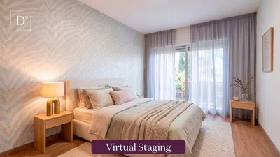 Camera da letto; stile moderno, pavimento in legno, luce naturale