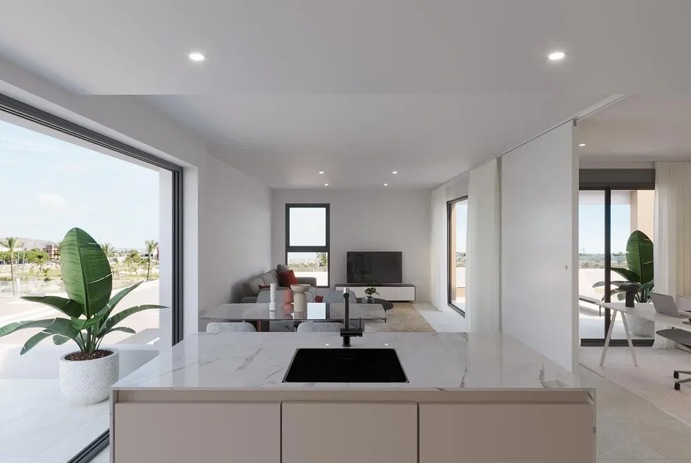 Keuken; uitzicht, natuurlijk licht, moderne stijl