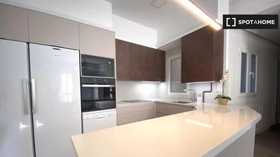 Cuisine; électroménager, rénové, lumière naturelle