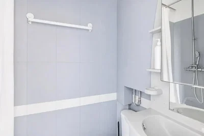 Bathroom; tile floor, renovated, natural light