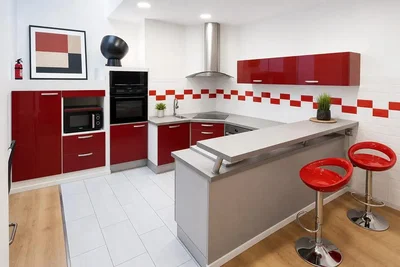 Keuken; keukenapparatuur, natuurlijk licht, moderne stijl