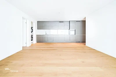 Salon; parquet, lumière naturelle, électroménager
