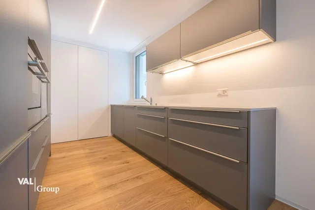 Cozinha; eletrodomésticos, chão de madeira, luz natural, estilo moderno, renovado
