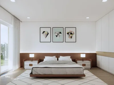 Slaapkamer; natuurlijk licht, tegelvloer, moderne stijl