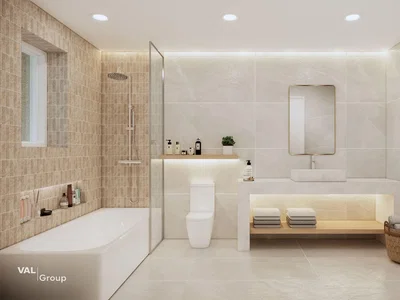 Badkamer; tegelvloer, gerenoveerd, natuurlijk licht