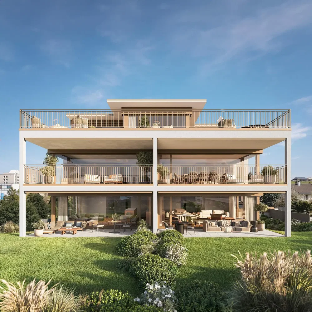 Maison et environs; vue, lumière naturelle, style moderne