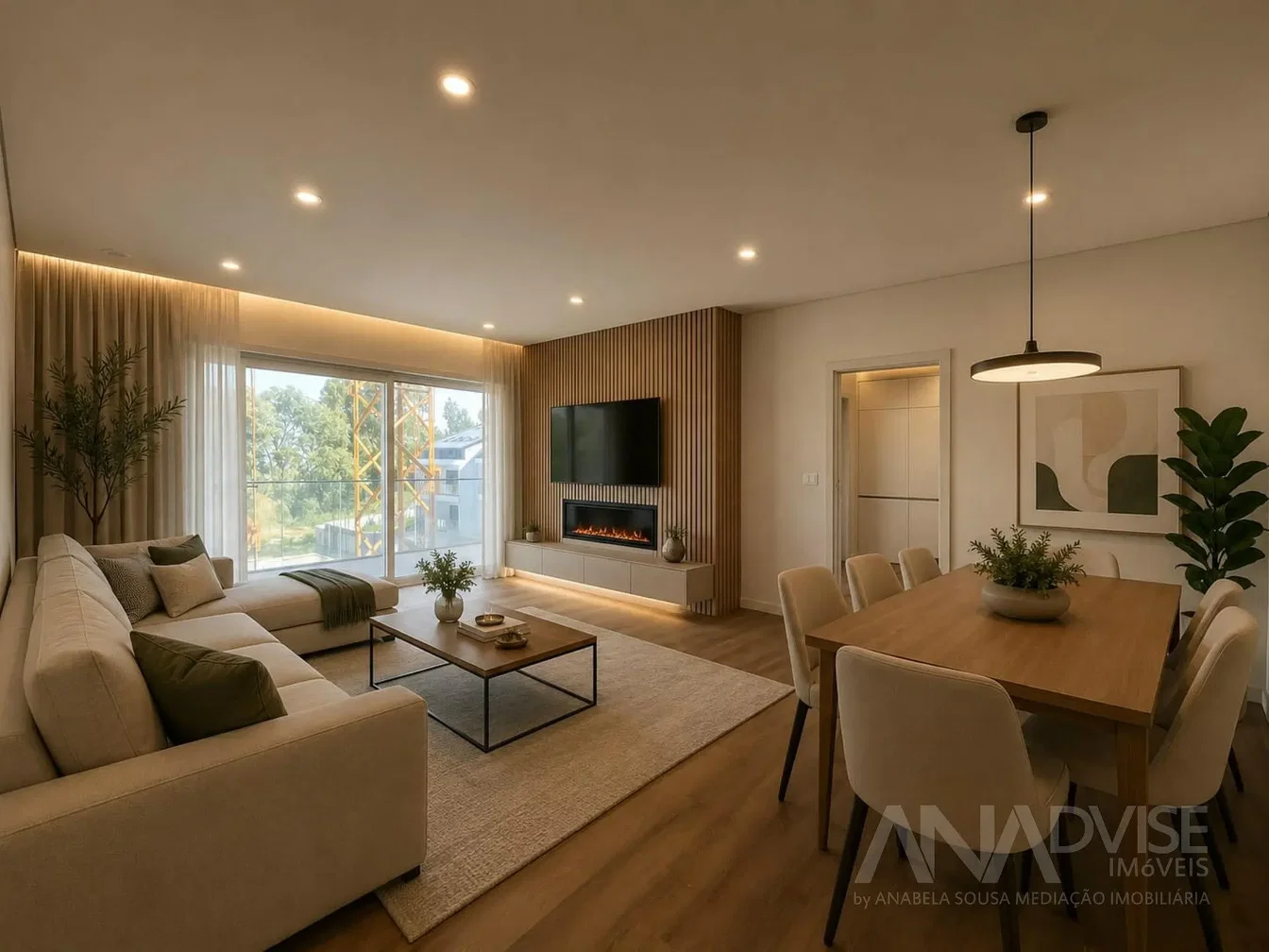 Salon; lumière naturelle, parquet, style moderne, rénové