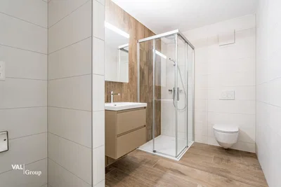 Salle de bain; carrelage, rénové, lumière naturelle