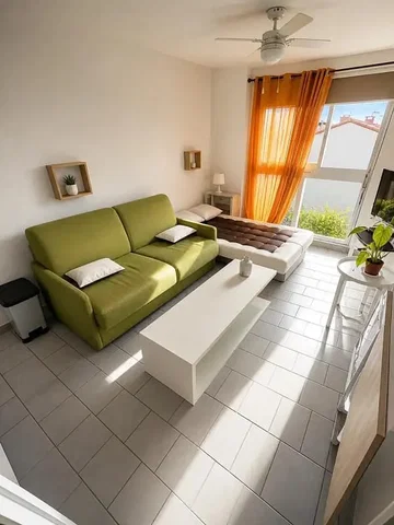 Living room; tile floor, natural light