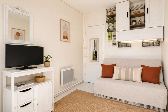 Living room; modern style, natural light, wood floor