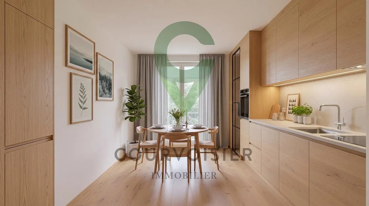 Cucina; elettrodomestici, pavimento in legno, luce naturale, stile moderno