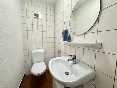 Toilette; pavimento in piastrelle, luce naturale