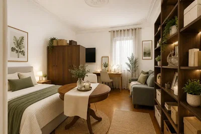 Bedroom; natural light, modern style, wood floor