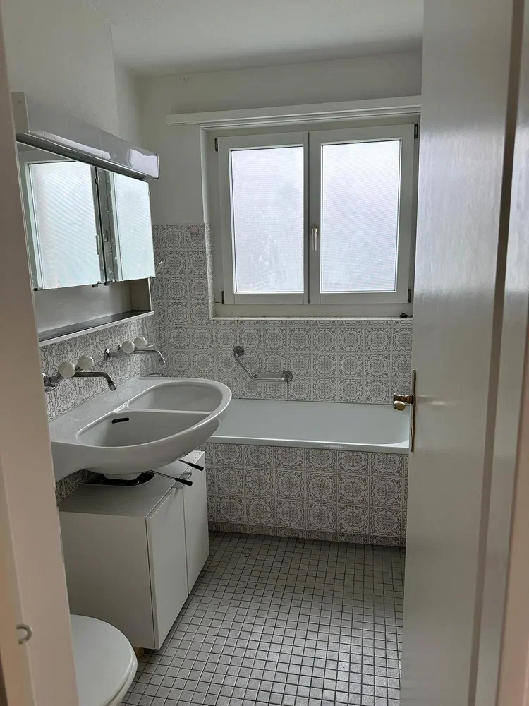 Badezimmer; fliesenboden, tageslicht