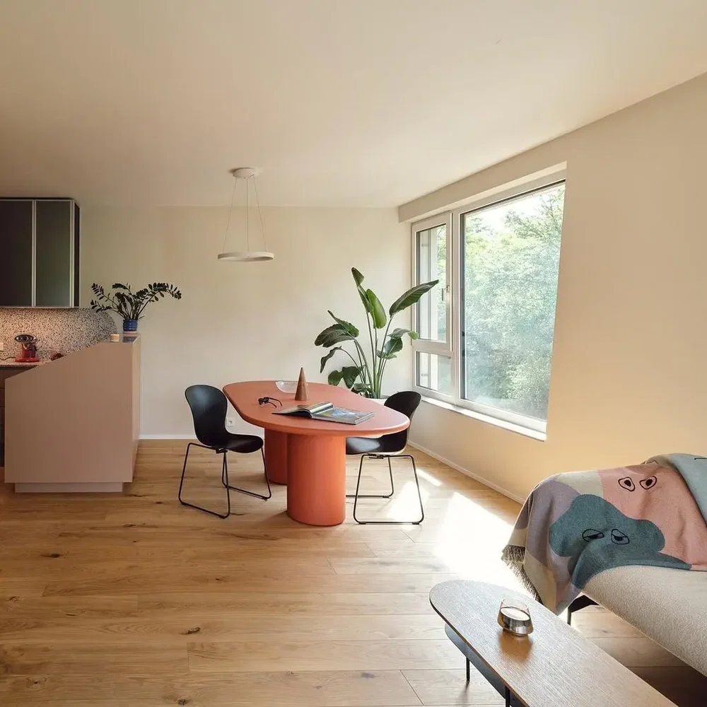 Living room; natural light, wood floor, modern style