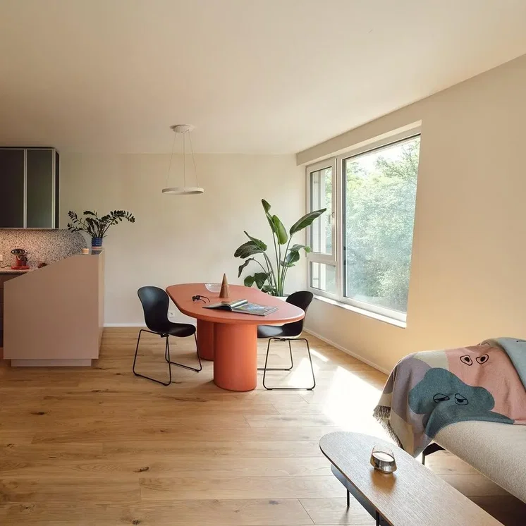 Living room; natural light, wood floor, modern style
