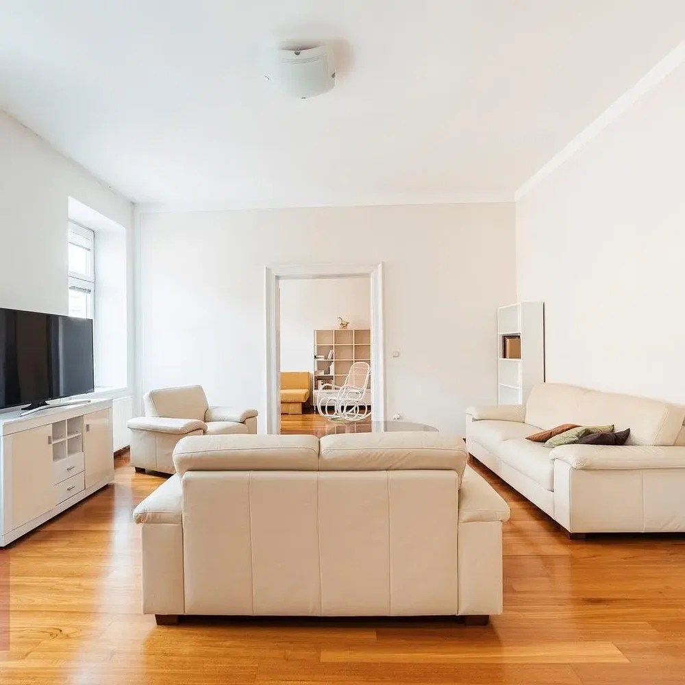 Salón; luz natural, suelo de madera
