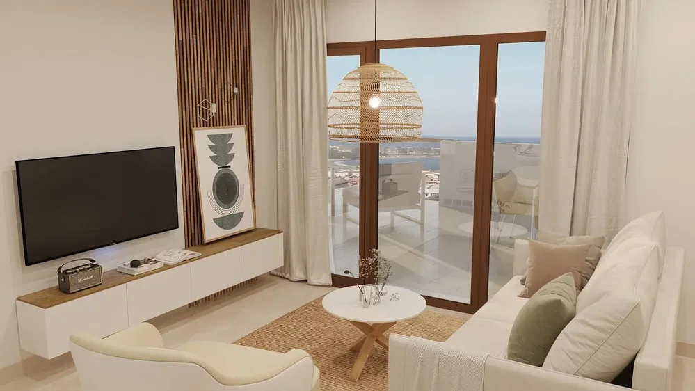 Woonkamer; uitzicht, natuurlijk licht, moderne stijl
