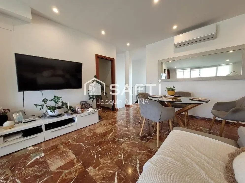 Living room; tile floor, natural light, modern style