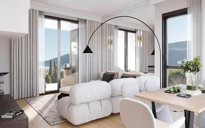 Wohnzimmer; blick, tageslicht, moderner stil, holzboden