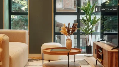 Living room; modern style, natural light, wood floor