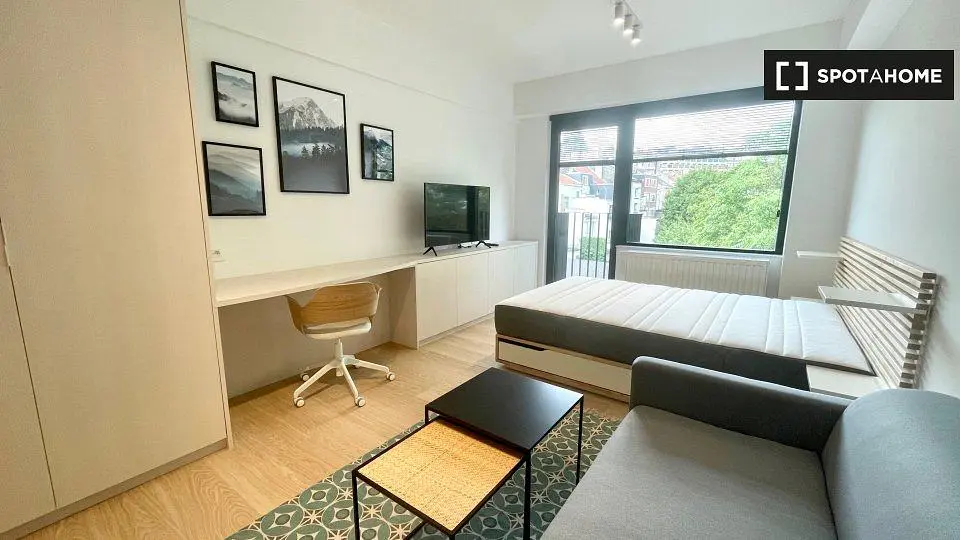 Camera da letto; luce naturale, pavimento in legno, stile moderno