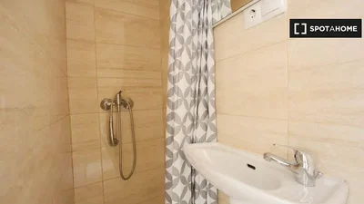 Salle de bain; carrelage, rénové, lumière naturelle