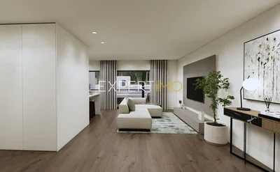 Wohnzimmer; holzboden, tageslicht, moderner stil