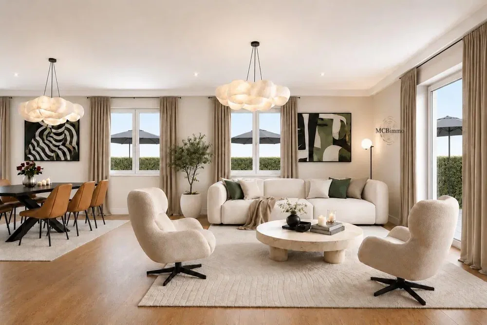 Living room; natural light, modern style, wood floor