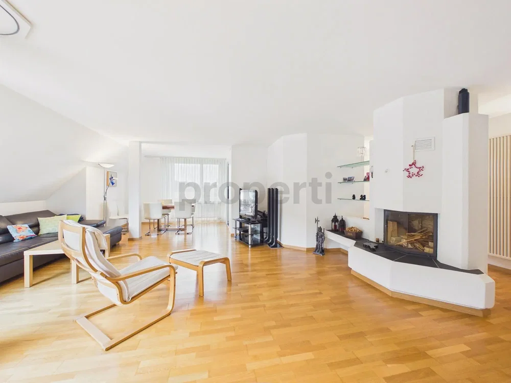Salón; suelo de madera, chimenea, luz natural