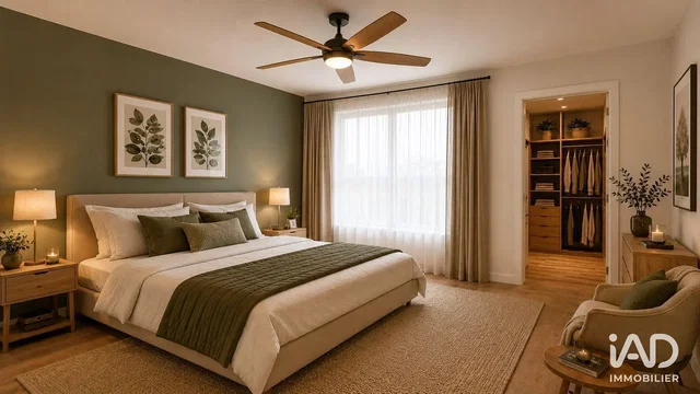 Slaapkamer; natuurlijk licht, moderne stijl, houten vloer