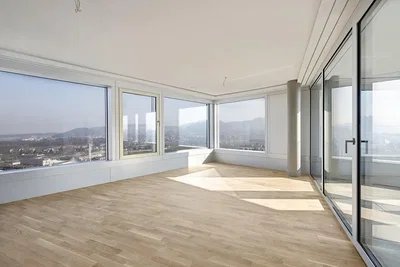 Salon; vue, parquet, lumière naturelle