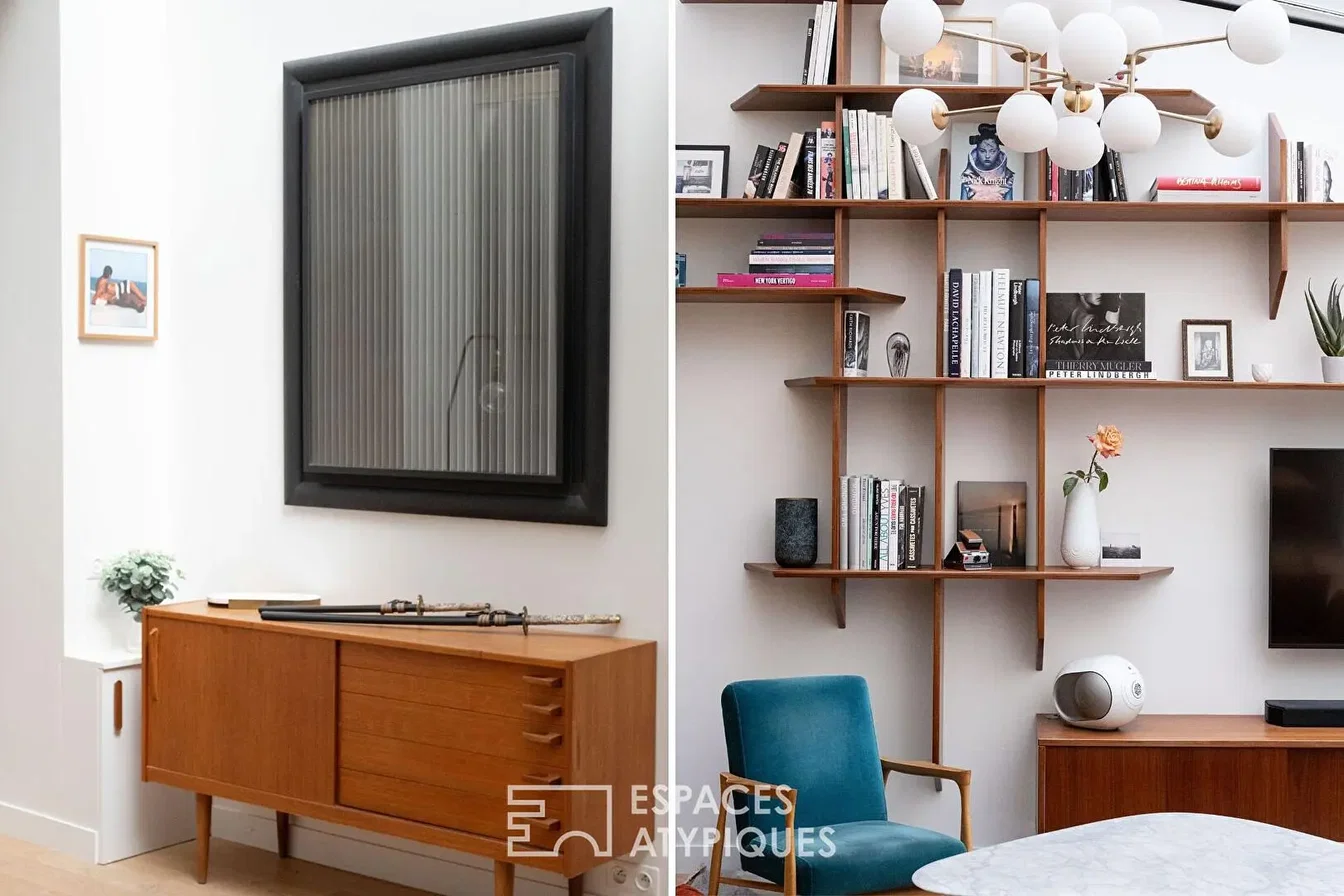 Soggiorno; stile moderno, pavimento in legno, luce naturale