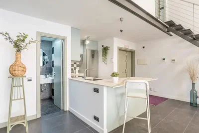 Küche; küchengeräte, tageslicht, moderner stil