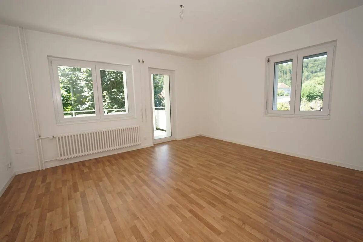 Salon; parquet, lumière naturelle, vue