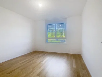 Schlafzimmer; holzboden, tageslicht, blick