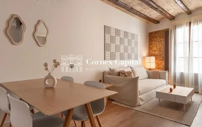 Salon; lumière naturelle, poutres en bois, style moderne