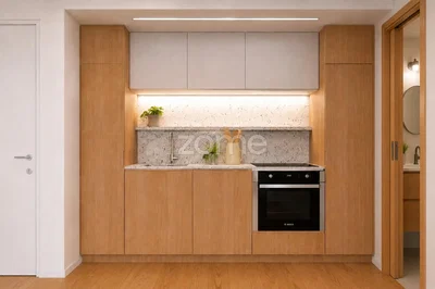 Кухиња; кухињски апарати, дрвени под, реновиран, природно светло
