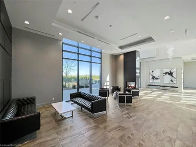 Living room; view, natural light, tile floor, modern style